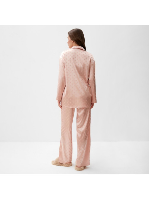 Пижама женская (рубашка, брюки) KAFTAN «Горох», розовая, размер 44-46