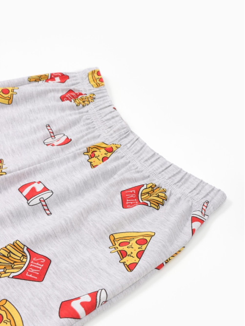 Пижама женская (футболка, брюки) KAFTAN Pizza, размер 48-50, чёрная