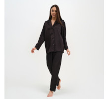 Пижама женская (рубашка, брюки) KAFTAN «Треугольники», чёрная, размер 40-42