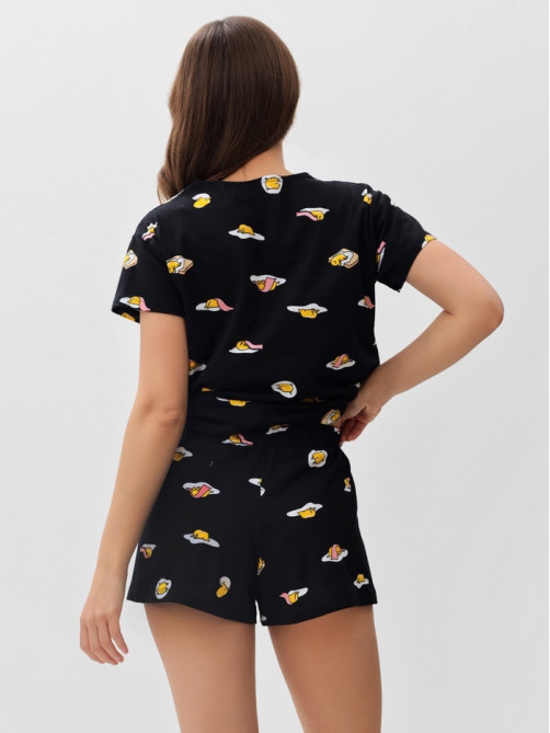 Пижама женская (футболка, шорты) KAFTAN Egg, размер 40-42, чёрная