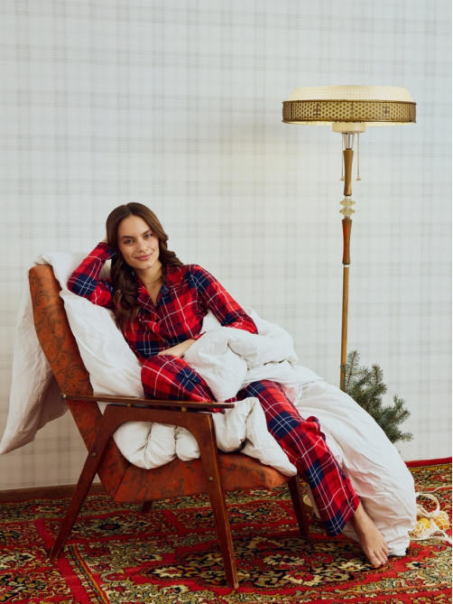Пижама новогодняя женская (рубашка, брюки) KAFTAN Christmas, размер 52-54
