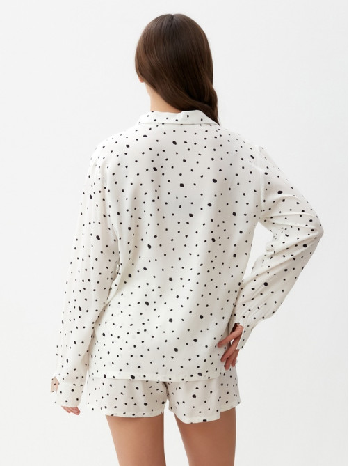 Пижама женская (рубашка, шорты) KAFTAN, размер 40-42, белая