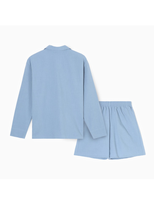 Пижама женская (рубашка, шорты) KAFTAN Basic, размер 40-42, голубая