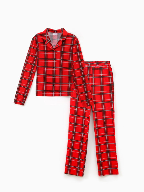 Пижама новогодняя женская (рубашка, брюки) KAFTAN «Клетка», размер 40-42