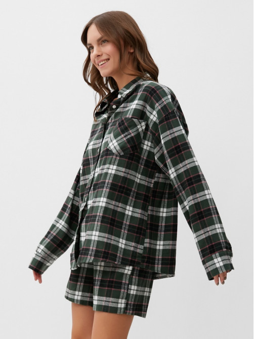 Пижама женская (рубашка, шорты) KAFTAN, размер 50-52, зелёная