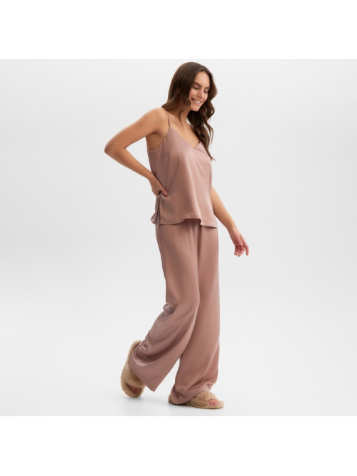 Пижама женская (майка, брюки) KAFTAN Silk, размер 50, цвет пудровый