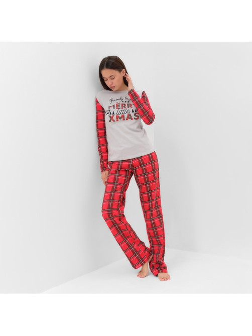Пижама новогодняя женская (лонгслив, брюки) KAFTAN X-mas, размер 52-54