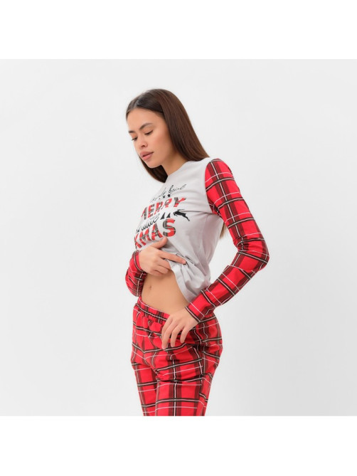 Пижама новогодняя женская (лонгслив, брюки) KAFTAN X-mas, размер 52-54