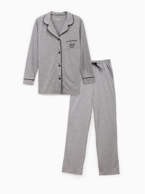 Пижама женская (рубашка, брюки) KAFTAN Sweat home, размер 40-42, серая