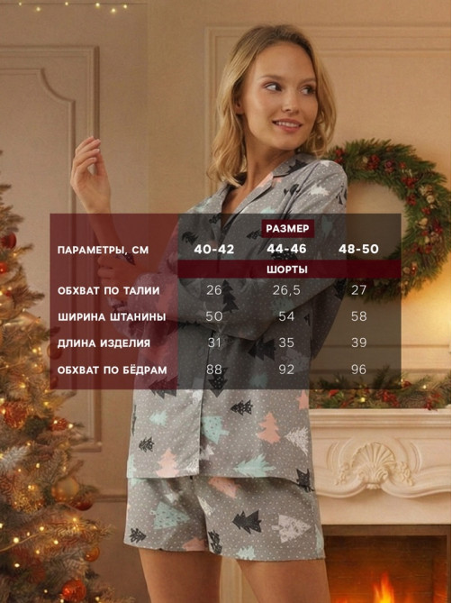 Пижама (рубашка, шорты) женская KAFTAN «Елки», размер 48-50