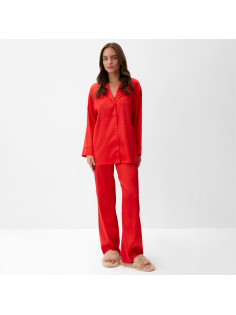 Пижама женская (рубашка, брюки) KAFTAN «Леопард», красная, размер 48-50