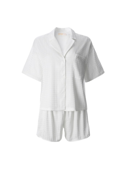 Пижама женская (рубашка, шорты) KAFTAN Silk, размер 48-50, белая