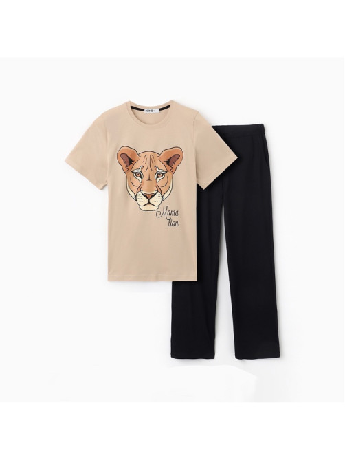 Пижама женская (футболка, брюки) KAFTAN Lion, размер 44-46