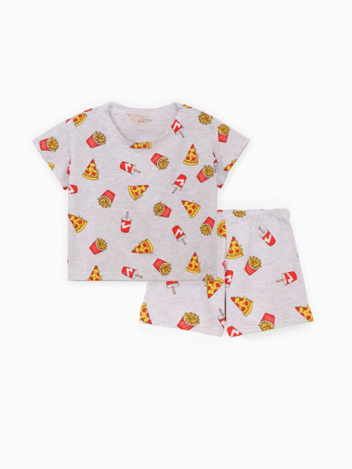 Пижама женская (футболка, шорты) KAFTAN Pizza, размер 40-42, серая