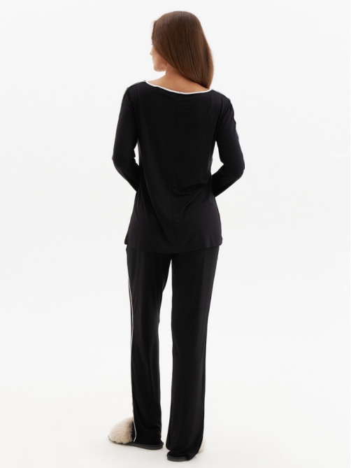 Пижама женская (лонгслив, брюки) MINAKU: Home collection, размер 46, чёрная