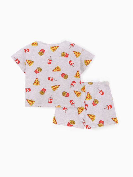 Пижама женская (футболка, шорты) KAFTAN Pizza, размер 40-42, серая