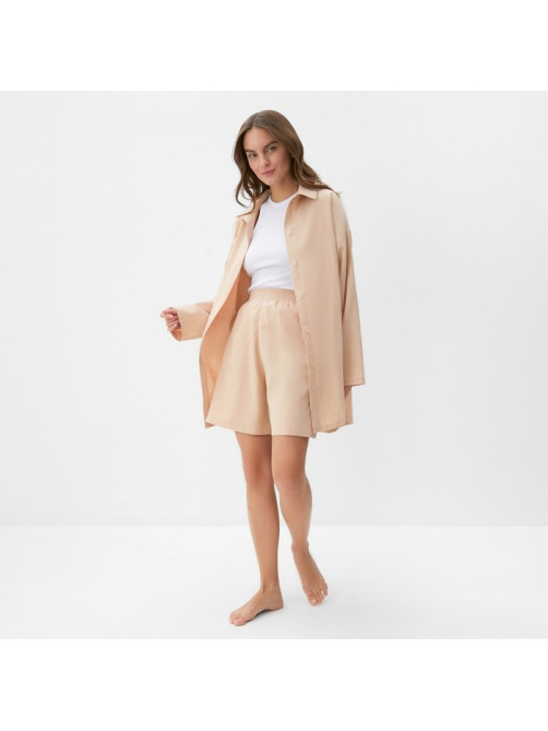 Пижама женская (рубашка, шорты) KAFTAN, размер 40-42, бежевая