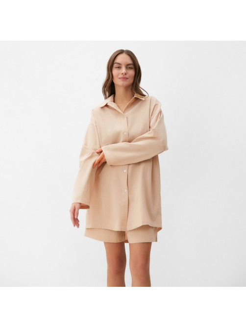 Пижама женская (рубашка, шорты) KAFTAN, размер 40-42, бежевая