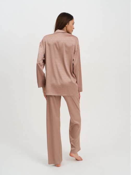 Пижама женская (рубашка, брюки) KAFTAN «Треугольники», бежевая, размер 48-50