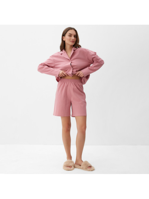 Пижама женская (рубашка, шорты) KAFTAN Basic, размер 48-50, розовая