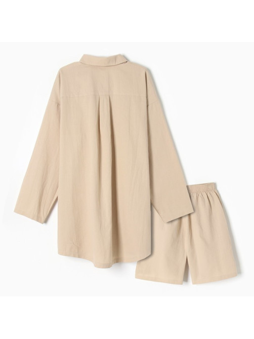 Пижама женская (рубашка, шорты) KAFTAN, размер 40-42, бежевая