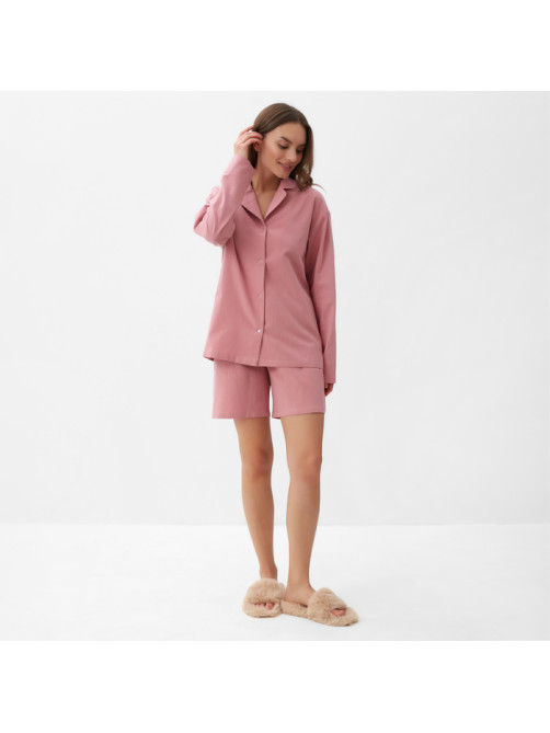 Пижама женская (рубашка, шорты) KAFTAN Basic, размер 48-50, розовая
