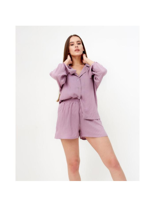 Пижама женская (рубашка, шорты) KAFTAN, сиреневая, размер 40-42