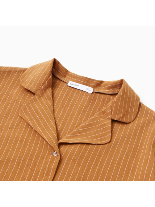 Пижама женская (рубашка, шорты) KAFTAN «Полоска», размер 40-42, цвет охра