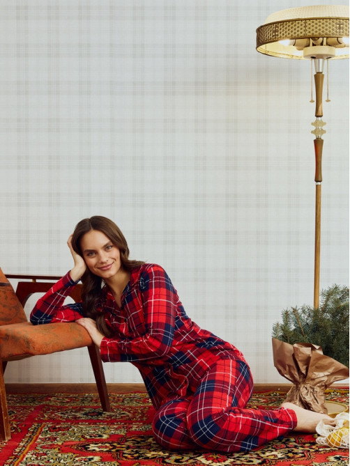 Пижама новогодняя женская (рубашка, брюки) KAFTAN Christmas, размер 40-42