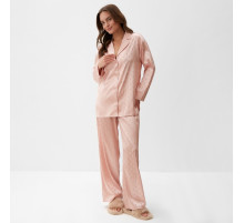 Пижама женская (рубашка, брюки) KAFTAN «Горох», розовая, размер 44-46