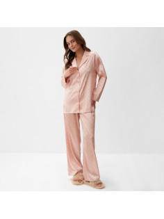 Пижама женская (рубашка, брюки) KAFTAN «Горох», розовая, размер 44-46