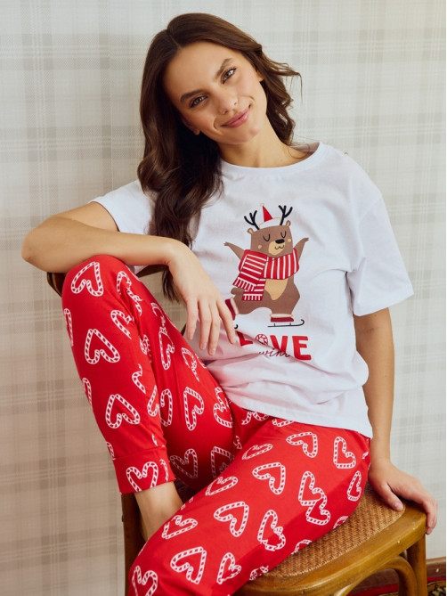Пижама новогодняя женская (футболка, брюки) KAFTAN Love, размер 40-42