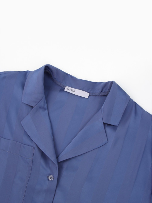 Пижама женская (рубашка, шорты) KAFTAN «Полоса», размер 44-46, синяя