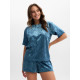 Пижама женская (футболка, шорты) KAFTAN Velvet, размер 44-46, синяя