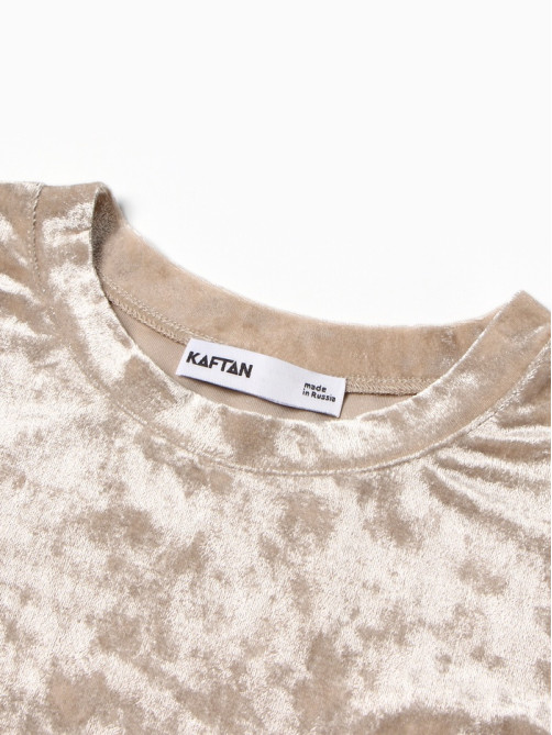 Пижама женская (футболка, шорты) KAFTAN Velvet, размер 40-42, бежевая