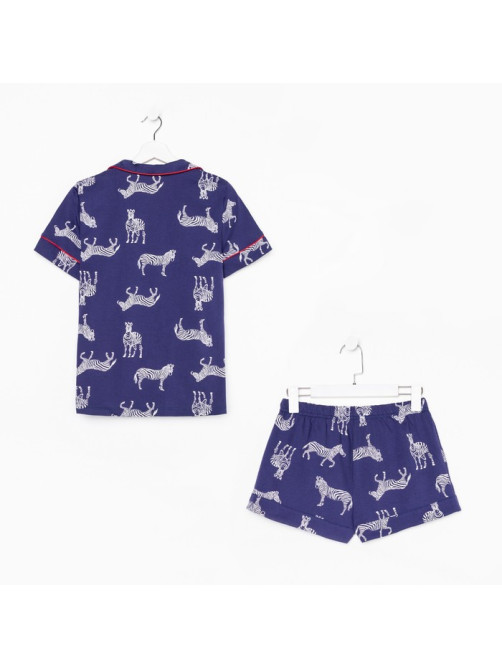 Пижама женская (рубашка, шорты) KAFTAN Zebra, размер 52-54, синяя