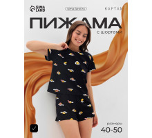 Пижама женская (футболка, шорты) KAFTAN Egg, размер 40-42, чёрная