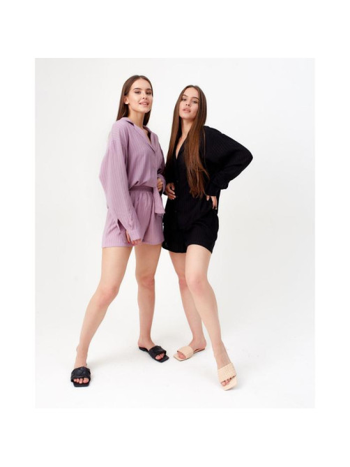Пижама женская (рубашка, шорты) KAFTAN, сиреневая, размер 40-42