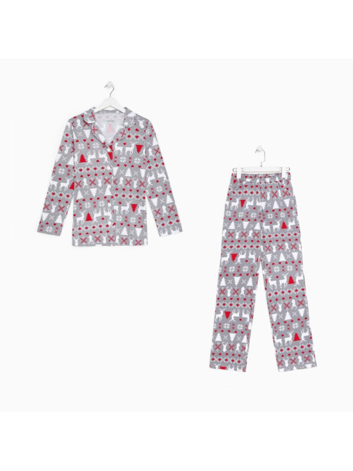 Пижама новогодняя женская (рубашка, брюки) KAFTAN «Скандинавия», размер 44-46