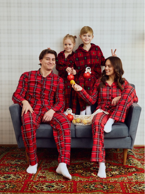 Пижама новогодняя женская (рубашка, брюки) KAFTAN «Клетка», размер 44-46