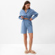 Пижама женская (рубашка, шорты) KAFTAN Basic, размер 44-46, голубая