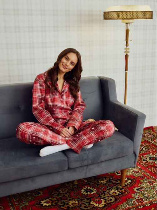 Пижама женская (рубашка, брюки) KAFTAN Red, размер 40-42