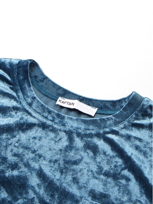 Пижама женская (футболка, шорты) KAFTAN Velvet, размер 44-46, синяя