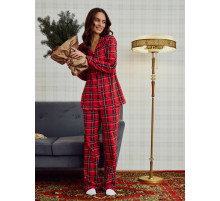 Пижама новогодняя женская (рубашка, брюки) KAFTAN «Клетка», размер 44-46