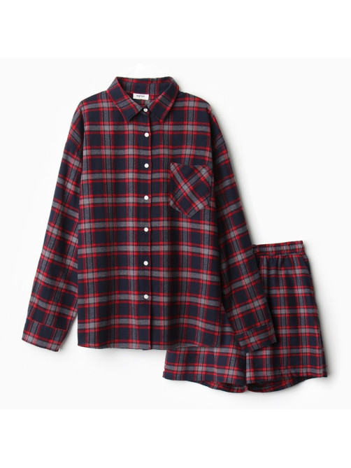 Пижама женская (рубашка, шорты) KAFTAN, размер 40-42, синяя
