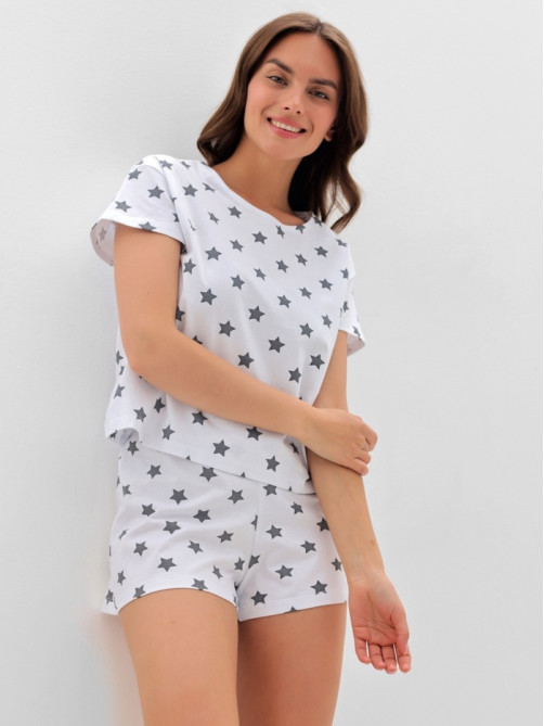 Пижама женская (футболка, шорты) KAFTAN Star, размер 40-42, серая