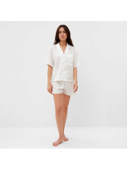 Пижама женская (рубашка, шорты) KAFTAN Silk, размер 48-50, белая