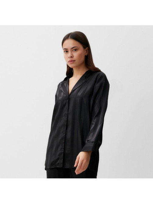 Пижама женская (рубашка, брюки) KAFTAN «Полоска», чёрная, размер 44-46