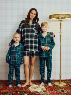 Пижама женская (рубашка, шорты) KAFTAN, размер 40-42, зелёная