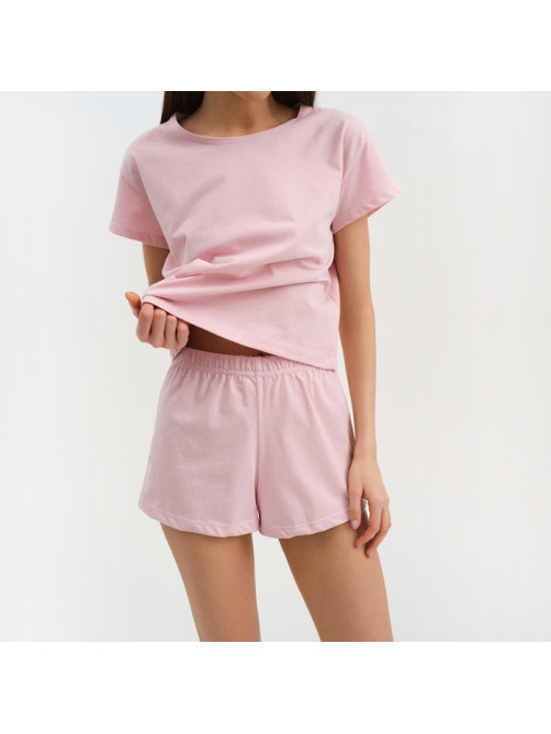 Пижама женская (футболка, шорты) KAFTAN Basic, размер 48-50, розовая